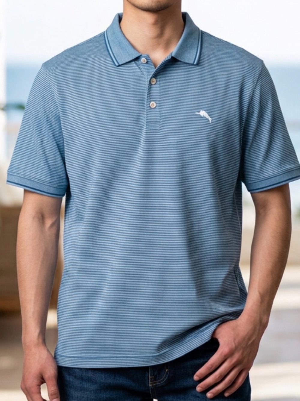Tommy Bahama Men's Teal Blue Polo Shirt, Size XL, EUC!